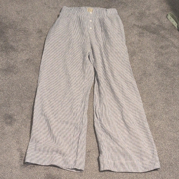 Tina Jo Pants - Tina Jo Blue & White Striped Linen Pants Size Small